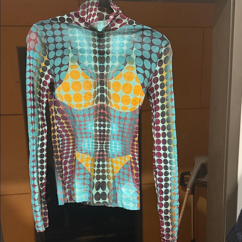 Jean Paul Gaultier Multicolor Mesh Long Sleeve Top